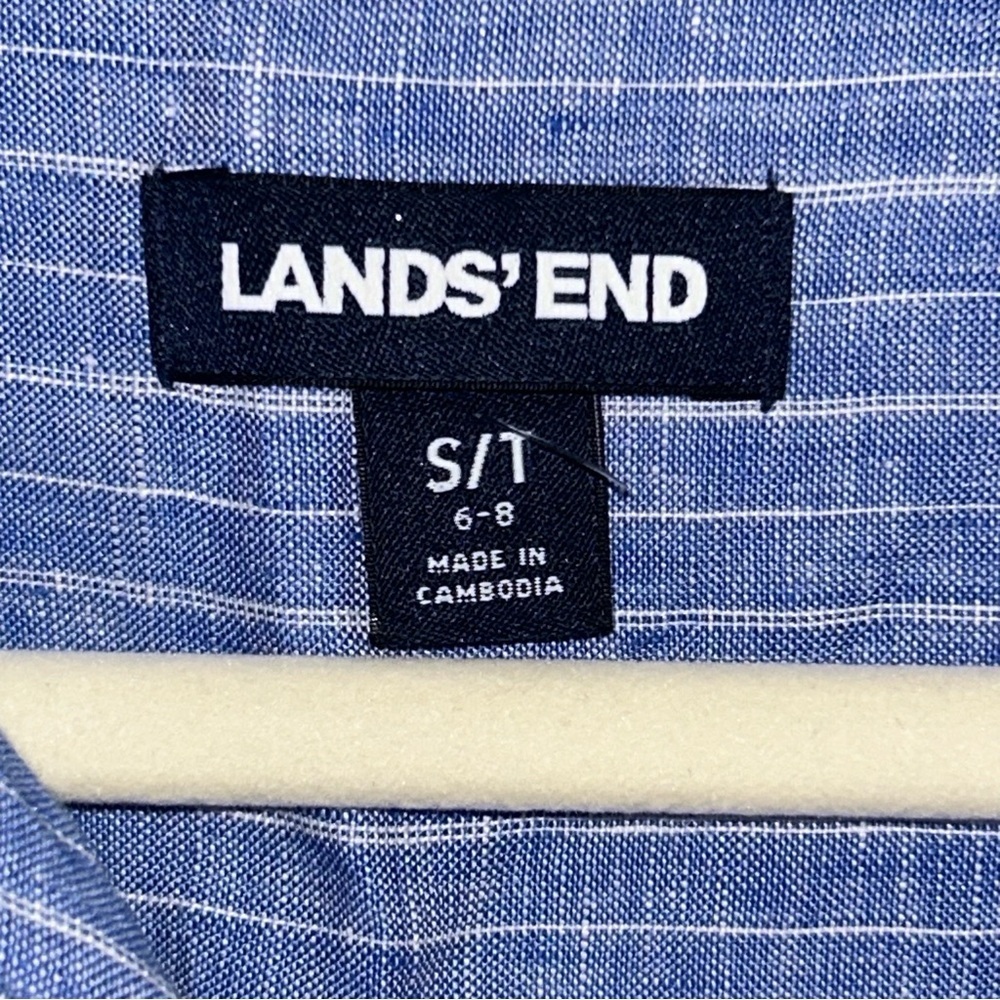 Lands' End Casual Blue linen Pinstripe Shirt/tunic - Picture 3 of 4